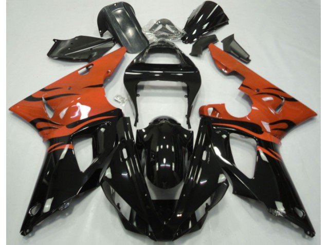 00-01 Negro Llama & Naranja Yamaha R1 Carenados Moto 00-01 Negro Llama & Naranja Yamaha R1 Carenados Moto