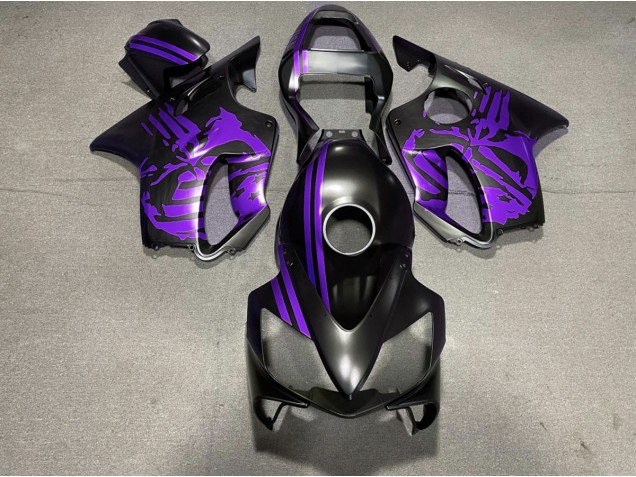 01-03 Cráneo Negro Mate & Morado Honda CBR600 F4i Carenados Moto 01-03 Cráneo Negro Mate & Morado Honda CBR600 F4i Carenados Moto