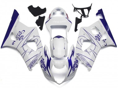 03-04 Blanco Corona Estilo Personalizado Suzuki GSXR 1000 Carenados Moto