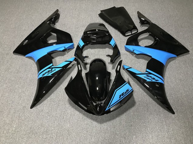 03-04 Negro Brillante & Azul Claro Yamaha R6 Carenados Moto 03-04 Negro Brillante & Azul Claro Yamaha R6 Carenados Moto