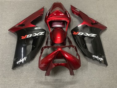 03-04 Rojo Brillante & Negro Kawasaki ZX6R Carenados Moto
