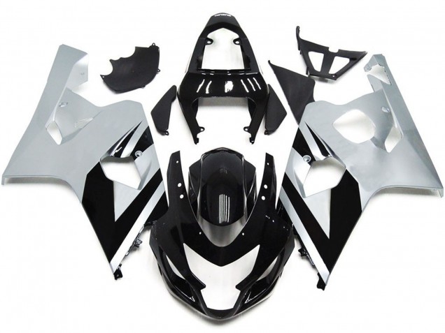04-05 Estilo Plateado & Negro Brillante OEM Suzuki GSXR 600-750 Carenados Moto 04-05 Estilo Plateado & Negro Brillante OEM Suzuki GSXR 600-750 Carenados Moto