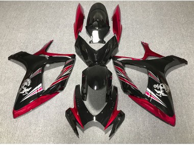 06-07 Diseño Rojo Brillante & Negro Suzuki GSXR 600-750 Carenados Moto