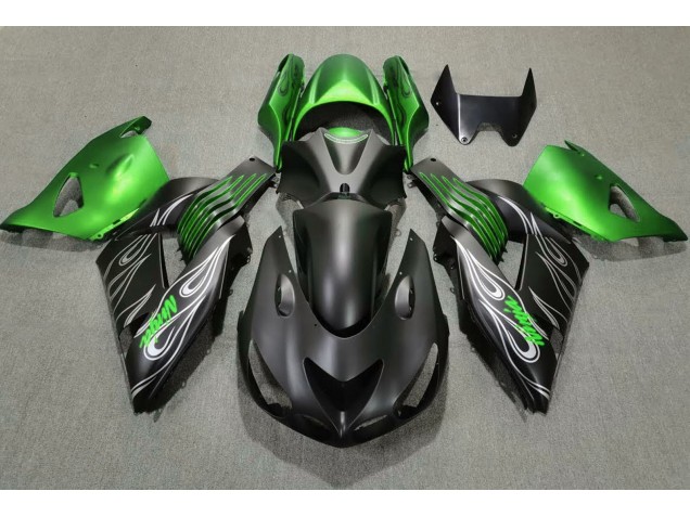 06-11 Negro Mate & Verde Kawasaki ZX14R Carenados Moto 06-11 Negro Mate & Verde Kawasaki ZX14R Carenados Moto