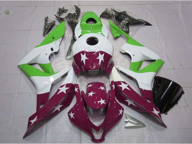 07-08 Barras & Estrellas Verdes & Granates Honda CBR600RR Carenados Moto 07-08 Barras & Estrellas Verdes & Granates Honda CBR600RR Carenados Moto