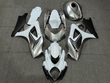 07-08 Blanco Plateado Personalizado Con Negro Suzuki GSXR 1000 Carenados Moto