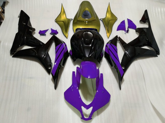 07-08 Detalles En Negro Brillante Morado & Dorado Honda CBR600RR Carenados Moto 07-08 Detalles En Negro Brillante Morado & Dorado Honda CBR600RR Carenados Moto