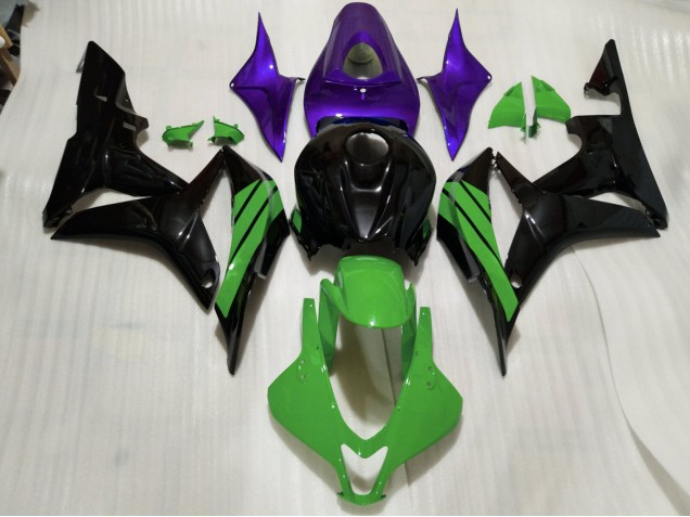 07-08 Detalles En Negro Brillante Verde & Morado Honda CBR600RR Carenados Moto 07-08 Detalles En Negro Brillante Verde & Morado Honda CBR600RR Carenados Moto