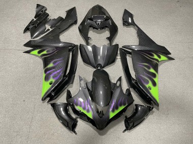07-08 Estilo Fibra De Carbono Con Llamas Yamaha R1 Carenados Moto