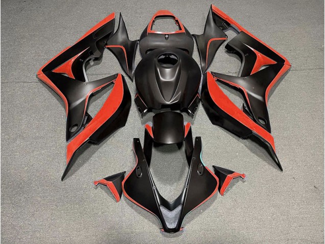 07-08 Negro Mate & Rojo Honda CBR600RR Carenados Moto 07-08 Negro Mate & Rojo Honda CBR600RR Carenados Moto
