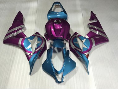 07-08 Púrpura & Azul Claro Capitán América Honda CBR600RR Carenados Moto