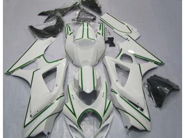 07-08 Raya Pin Verde Blanco Brillante Suzuki GSXR 1000 Carenados Moto