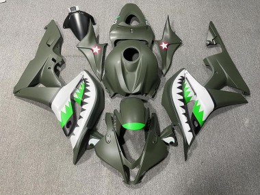 07-08 Tiburón Verde Mate & Verde Claro Honda CBR600RR Carenados Moto