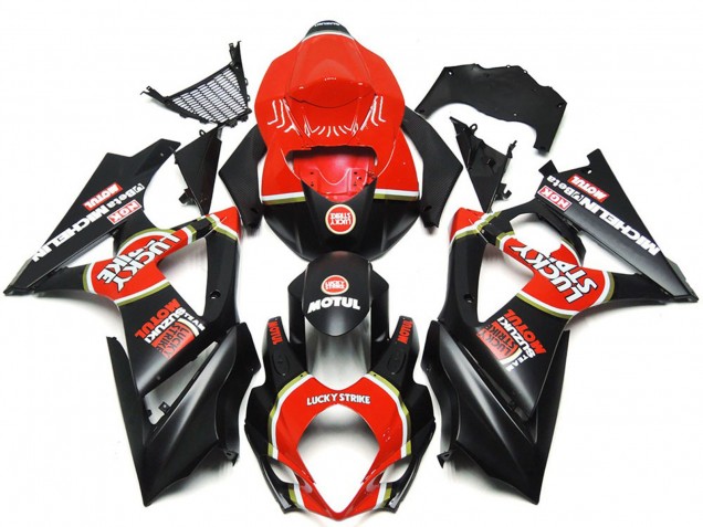 07-08 Vibrante Negro Mate Personalizado Lucky Strike Suzuki GSXR 1000 Carenados Moto 07-08 Vibrante Negro Mate Personalizado Lucky Strike Suzuki GSXR 1000 Carenados Moto