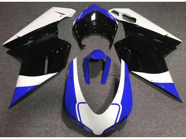 07-14 Azul Brillante Blanco & Negro Ducati 848 1098 1198 Carenados Moto 07-14 Azul Brillante Blanco & Negro Ducati 848 1098 1198 Carenados Moto
