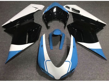 07-14 Azul Claro Brillante Blanco & Negro Ducati 848 1098 1198 Carenados Moto