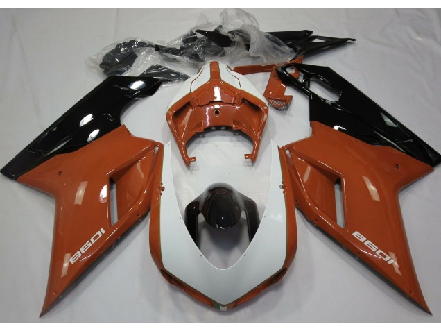 07-14 Naranja Brillante & Blanco Ducati 848 1098 1198 Carenados Moto 07-14 Naranja Brillante & Blanco Ducati 848 1098 1198 Carenados Moto