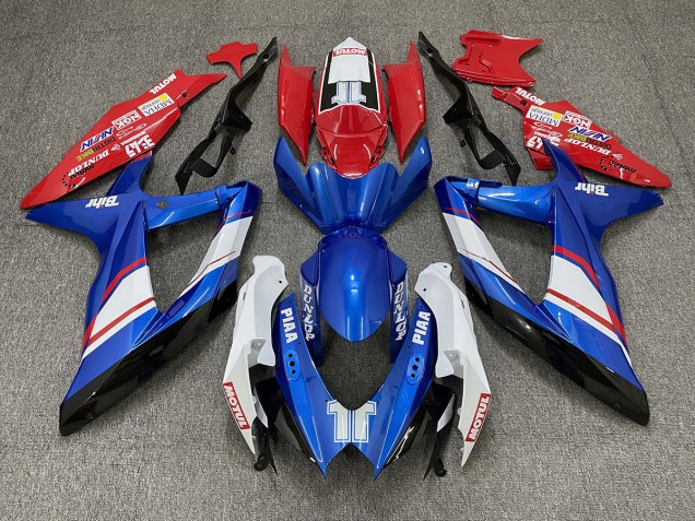 08-10 Estilo Personalizado Rojo Azul & Blanco Brillante Suzuki GSXR 600-750 Carenados Moto 08-10 Estilo Personalizado Rojo Azul & Blanco Brillante Suzuki GSXR 600-750 Carenados Moto