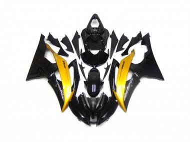 08-16 Negro & Dorado Brillante Yamaha R6 Carenados Moto