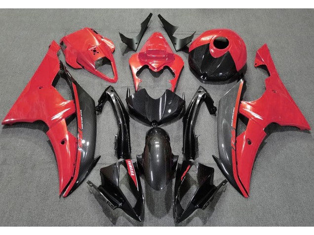08-16 Rojo Brillante & Fibra De Carbono Yamaha R6 Carenados Moto 08-16 Rojo Brillante & Fibra De Carbono Yamaha R6 Carenados Moto
