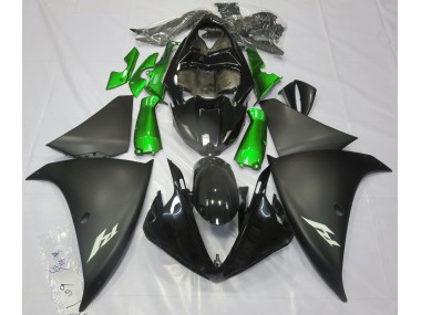09-11 Negro Mate & Verde Yamaha R1 Carenados Moto