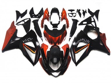 09-16 Naranja & Negro Personalizados Con Incrustaciones Plateadas Suzuki GSXR 1000 Carenados Moto