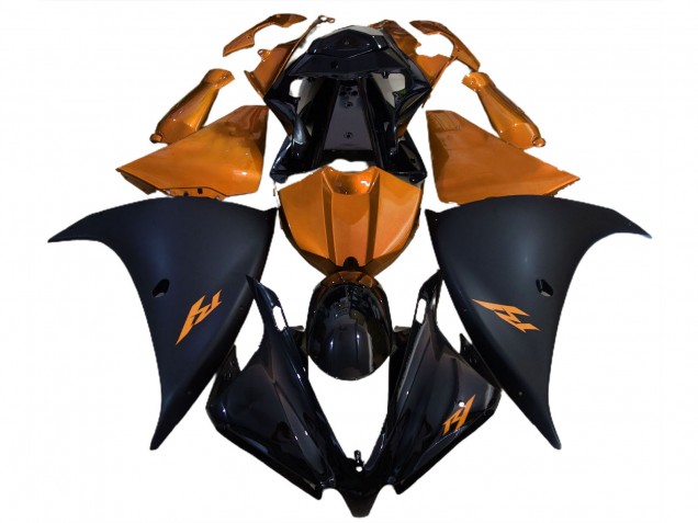 12-14 Negro Mate & Naranja Yamaha R1 Carenados Moto 12-14 Negro Mate & Naranja Yamaha R1 Carenados Moto
