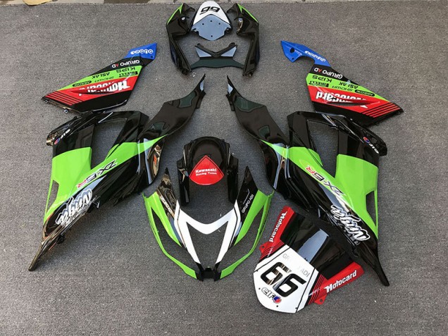 13-18 Carreras Estilo Verde Kawasaki ZX6R Carenados Moto 13-18 Carreras Estilo Verde Kawasaki ZX6R Carenados Moto