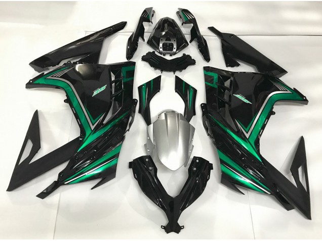13-18 Negro Brillante & Verde Esmeralda Kawasaki Ninja 300 Carenados Moto 13-18 Negro Brillante & Verde Esmeralda Kawasaki Ninja 300 Carenados Moto