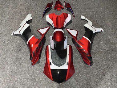 15-19 Acentos En Rojo & Fibra De Carbono Yamaha R1 Carenados Moto