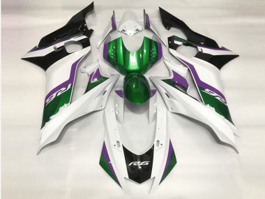 17-21 Verde & Blanco Brillo Yamaha R6 Carenados Moto