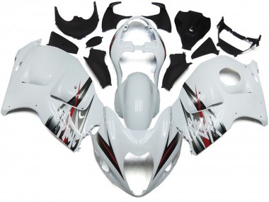 97-07 Estilo Blanco Brillante & Plateado Suzuki GSXR 1300 Carenados Moto