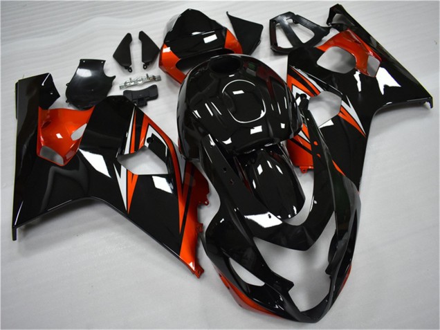 Carenado Moto Suzuki GSXR 600/750 2004-2005 - Negro Brillante Rojo Raya