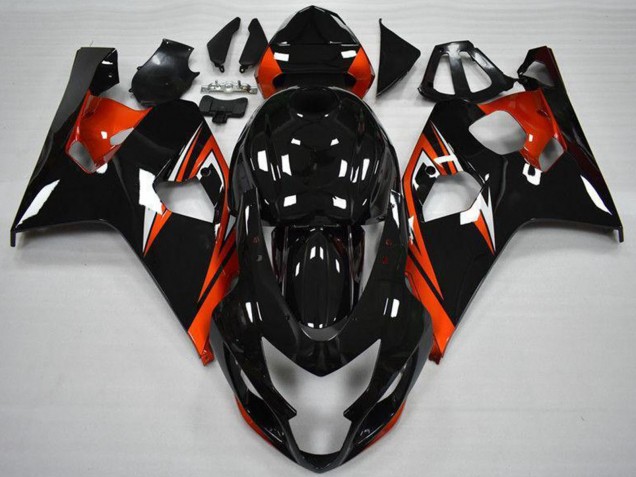 Carenado Moto Suzuki GSXR 600/750 2004-2005 - Negro Brillante Rojo Raya