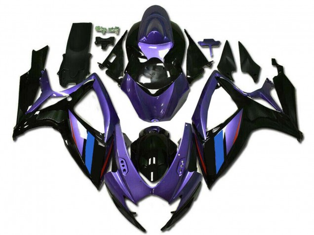 Carenado Moto Suzuki GSXR 600/750 2006-2007 - Púrpura Azul Negro Brillante Raya