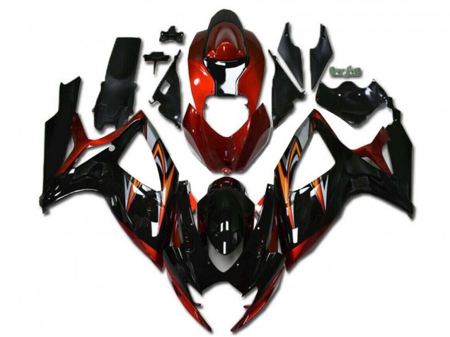 Carenado Moto Suzuki GSXR 600/750 2006-2007 - Naranja Plata Negro Brillante Raya