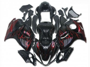 Carenado Moto Suzuki GSXR 1300 Hayabusa 2008-2020 - Negro Brillante Rojo Llama