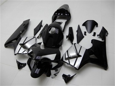 Carenado Moto Honda CBR600RR 2003-2004 - Plata Negro Brillante Raya