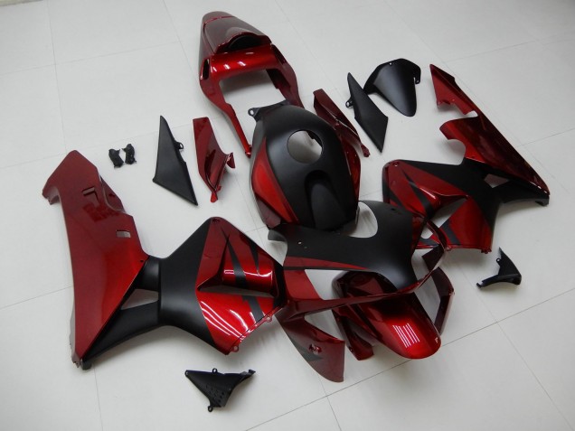 Carenado Moto Honda CBR600RR 2003-2004 - Rojo Negro Mate Raya