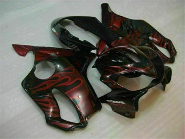 Carenado Moto Honda CBR600 F4i 2004-2007 - Negro Brillante Rojo Llama