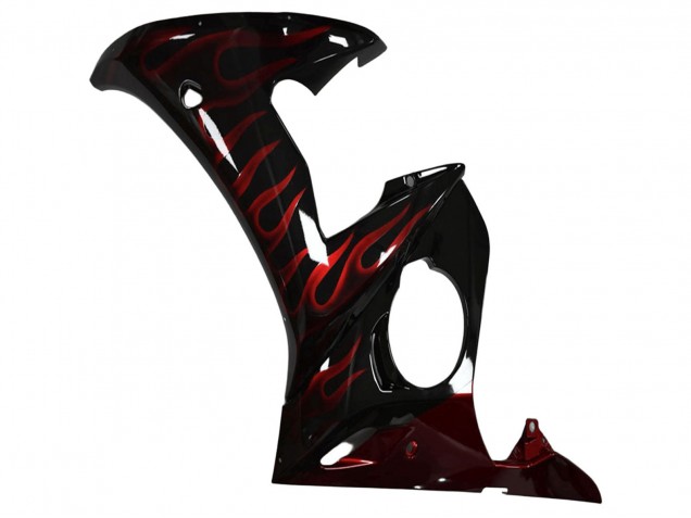 Carenados Moto Yamaha YZF R6 2003-2004 - Negro Brillante Rojo Llama