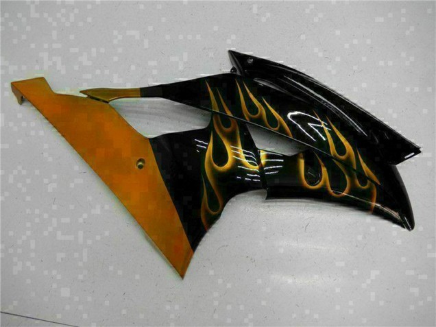 Carenado Moto Yamaha YZF R6 2008-2016 - Negro Brillante Oro Llama