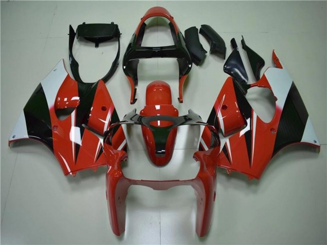 Carenado Moto Kawasaki ZX6R 2000-2002 - Blanco Rojo Negro Brillante