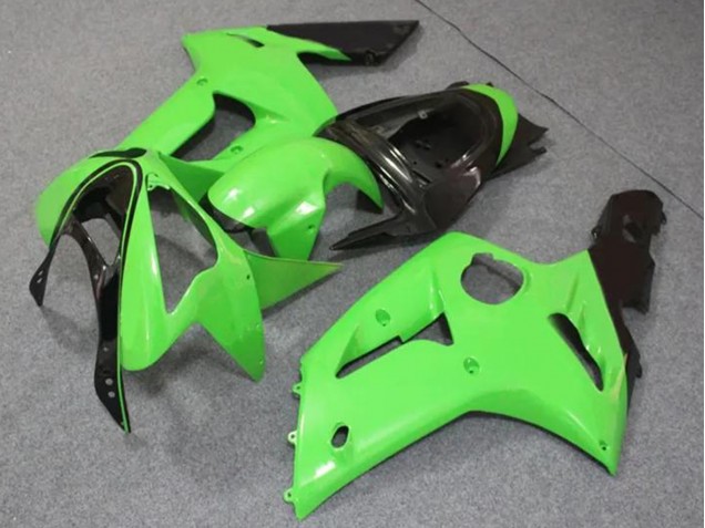 Carenado Moto Kawasaki ZX6R 2003-2004 - Verde Claro Negro Brillante