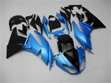 Carenado Moto Kawasaki ZX6R 2009-2012 - Azul Claro Negro Brillante