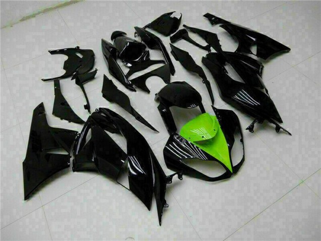 Carenado Moto Kawasaki ZX6R 2009-2012 - Negro Brillante Verde