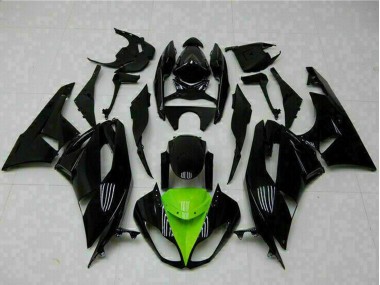 Carenado Moto Kawasaki ZX6R 2009-2012 - Negro Brillante Verde