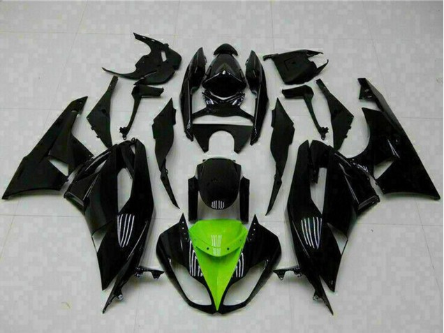 Carenado Moto Kawasaki ZX6R 2009-2012 - Negro Brillante Verde