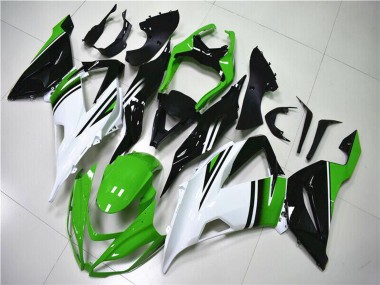 Carenado Moto Kawasaki ZX6R 2013-2018 - Verde Blanco Negro Brillante