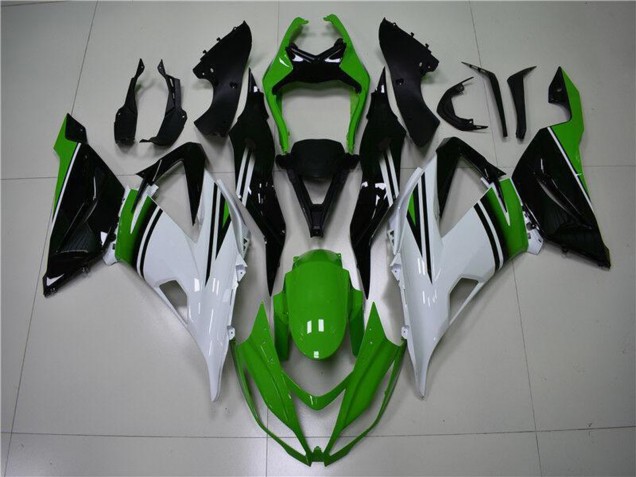 Carenado Moto Kawasaki ZX6R 2013-2018 - Verde Blanco Negro Brillante